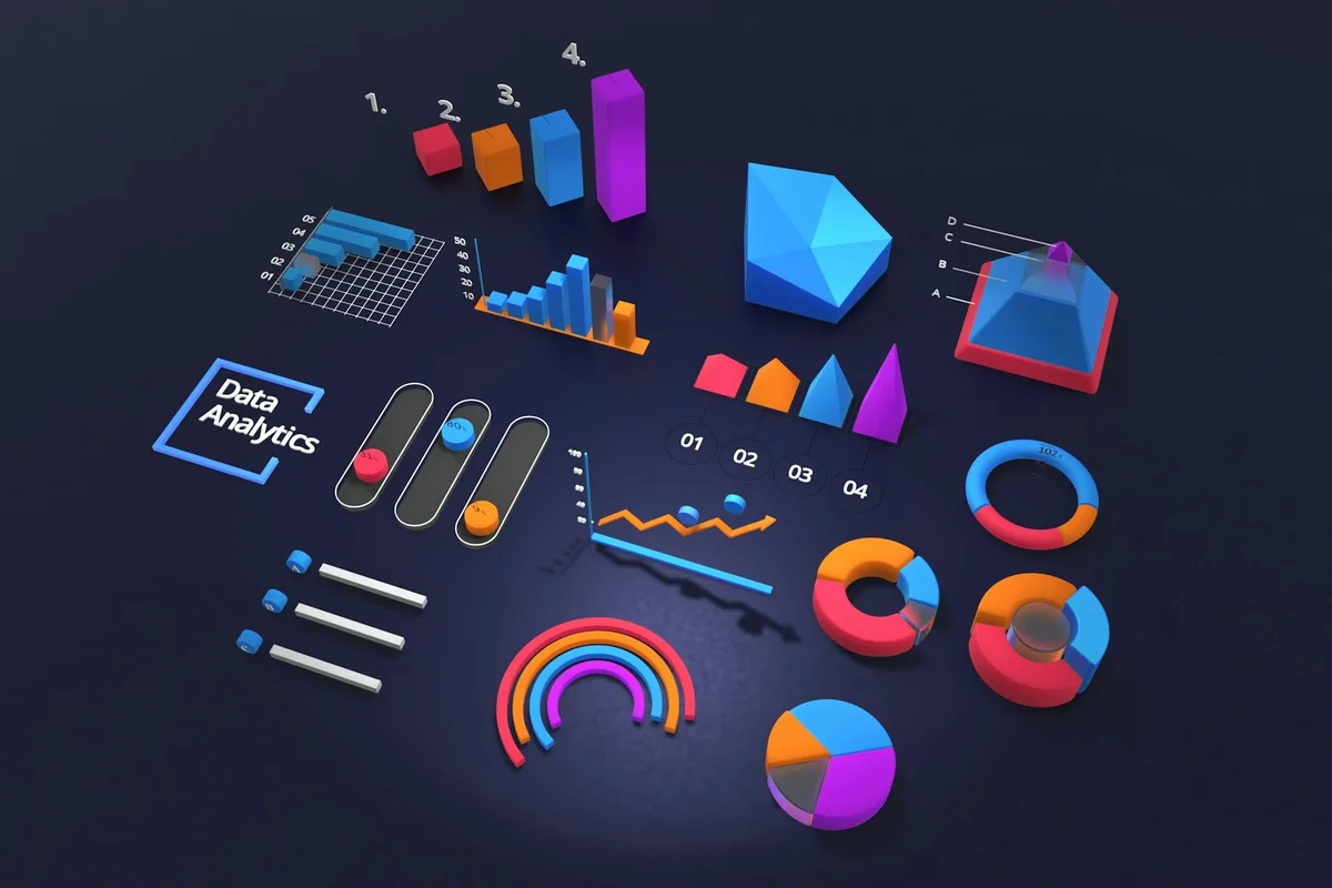 UK data analyst examining colourful dashboards and SQL queries on multiple monitors